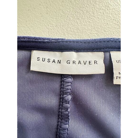Susan Graver XL Velvet Velour 2 Piece Set Jacket Shell Blue Midi Dress Office - Picture 11 of 14